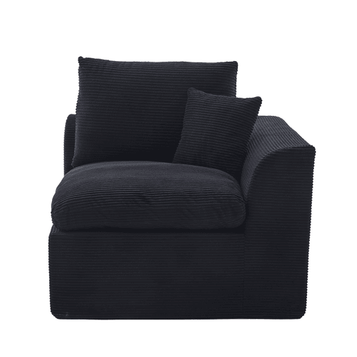 Sofá individual de 1 lugar - Minimalista, confortável, com almofada - Preto