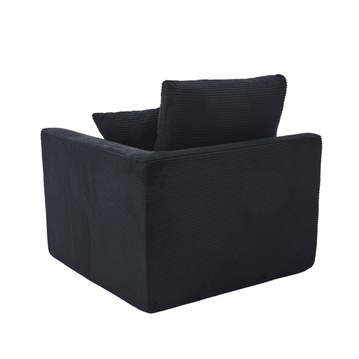 Sofá individual de 1 lugar - Minimalista, confortável, com almofada - Preto