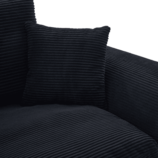 Sofá individual de 1 lugar - Minimalista, confortável, com almofada - Preto