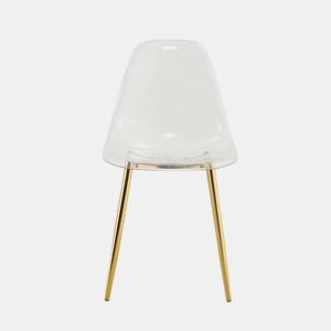 4 cadeiras de sala de jantar - transparentes com pernas metálicas douradas, estáveis e antiderrapantes - dourado e transparente