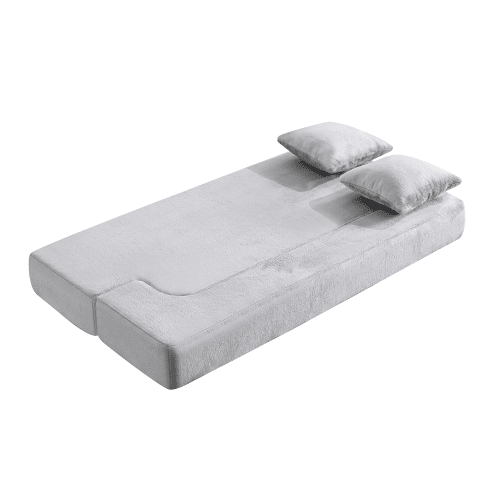 Sofá-cama de 2 lugares - conversível, sem montagem, fácil de transportar - cinzento claro