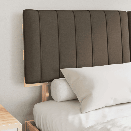 Estrutura de Cama de casal moderno com Cabeceira Estofada Cinzento-acastanhado