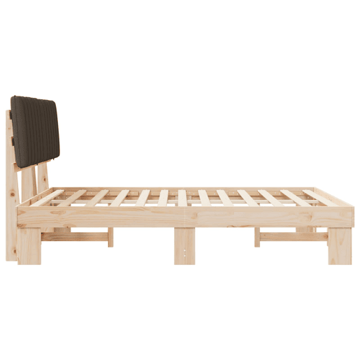Estrutura de Cama de casal moderno com Cabeceira Estofada Cinzento-acastanhado