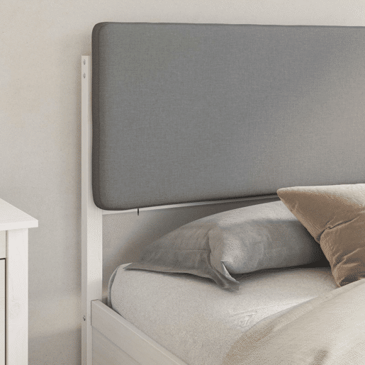 Estrutura de Cama de casal moderno com Cabeceira Estofada Cinzento-claro