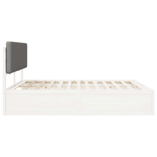 Estrutura de Cama de casal moderno com Cabeceira Estofada Cinzento-claro