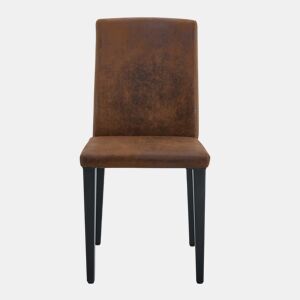 Cadeiras de sala de jantar 2 unidades - estilo europeu minimalista, tecido castanho e pernas metálicas pretas - castanho e preto