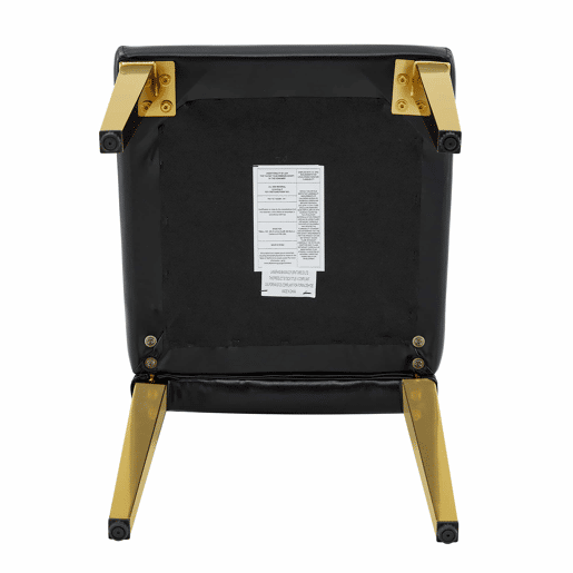 Conjunto de 4 cadeiras de jantar - Design elegante com pernas metálicas douradas - Preto e dourado