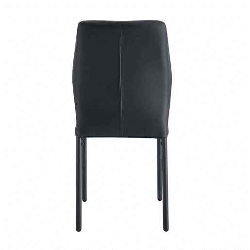 Conjunto de 4 cadeiras para sala de jantar - Encosto em PU preto com padrão vertical + pernas metálicas pretas - Cor preta