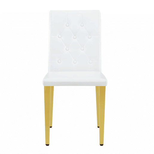 Cadeiras de sala de jantar 4 unidades - Luxo leve, metal dourado brilhante - Branco+Dourado