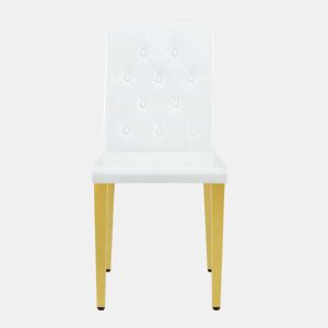Cadeiras de sala de jantar 4 unidades - Luxo leve, metal dourado brilhante - Branco+Dourado