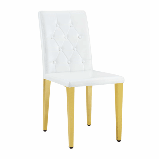 Cadeiras de sala de jantar 4 unidades - Luxo leve, metal dourado brilhante - Branco+Dourado