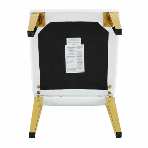Cadeiras de sala de jantar 4 unidades - Luxo leve, metal dourado brilhante - Branco+Dourado