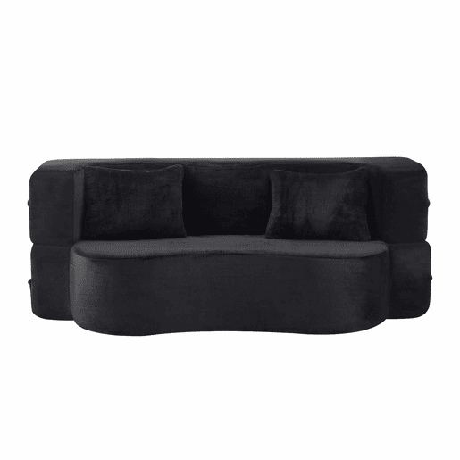 Sofá-cama futon de 2 lugares - dobrável, sem montagem, compactado, multifuncional para colocar no chão - preto
