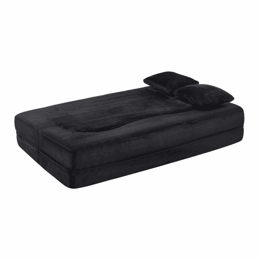 Sofá-cama futon de 2 lugares - dobrável, sem montagem, compactado, multifuncional para colocar no chão - preto
