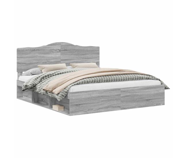 Estructura de cama matrimonial comodidad con cabecera - gris sonoma 180 x 200 cm