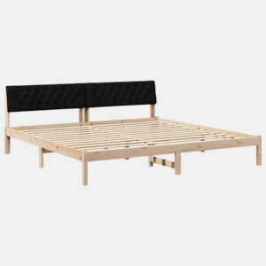 Estrutura da Cama de casal simple com cabeceira Castanho e preto 200 x 200 cm