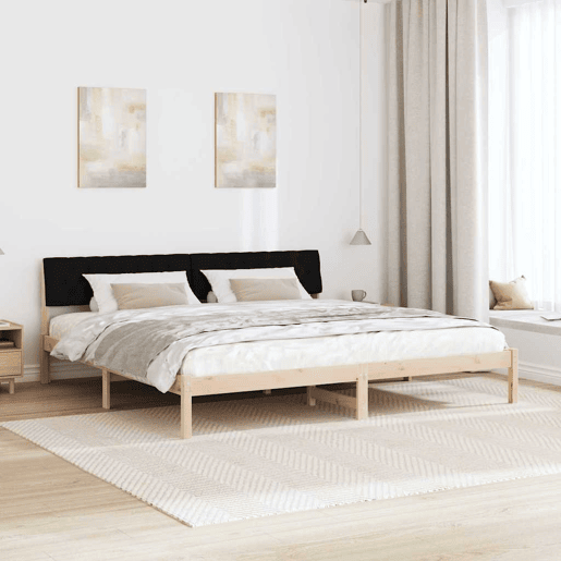 Estrutura da Cama de casal simple com cabeceira Castanho e preto 200 x 200 cm