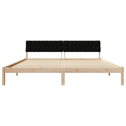 Estrutura da Cama de casal simple com cabeceira Castanho e preto 200 x 200 cm