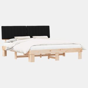 Estrutura de Cama de casal moderno com Cabeceira Estofada Preto 180 x 200 cm