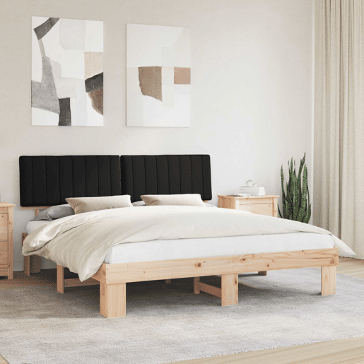 Estrutura de Cama de casal moderno com Cabeceira Estofada Preto 180 x 200 cm