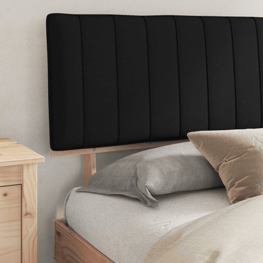 Estrutura de Cama de casal moderno com Cabeceira Estofada Preto 180 x 200 cm