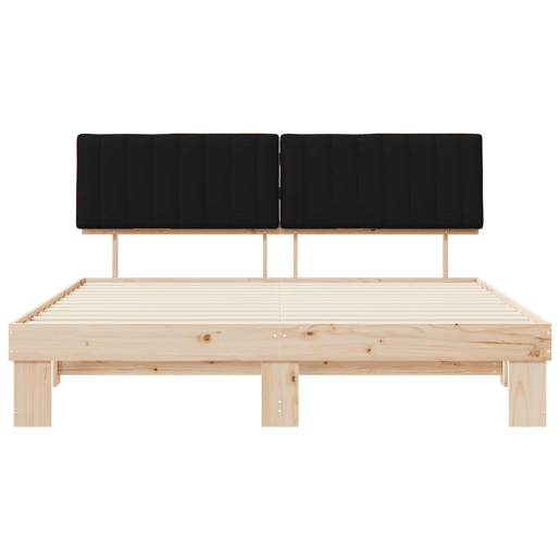 Estrutura de Cama de casal moderno com Cabeceira Estofada Preto 180 x 200 cm