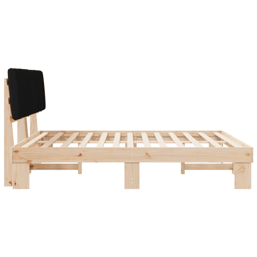 Estrutura de Cama de casal moderno com Cabeceira Estofada Preto 180 x 200 cm