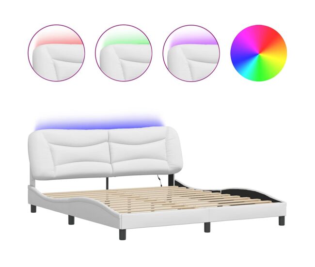 Estructura de cama doble matrimonial con led - blanco 180x200 cm