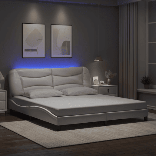 Estrutura de Cama de casal moderno com LED - 180x200 cm branco