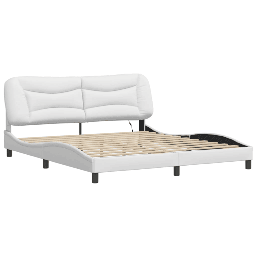 Estrutura de Cama de casal moderno com LED - 180x200 cm branco