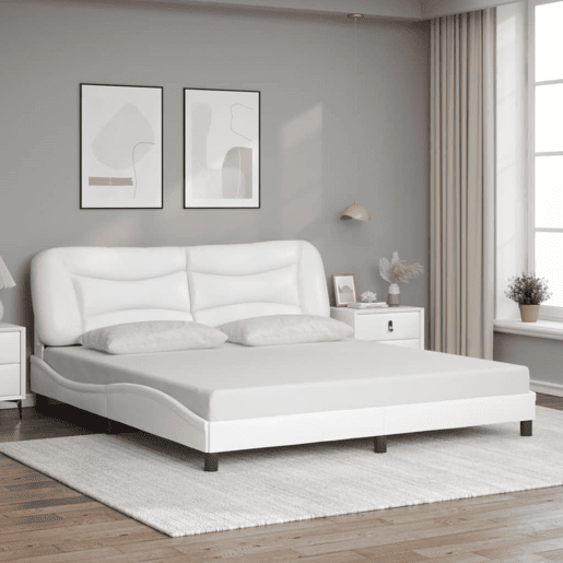 Estrutura de Cama de casal moderno com LED - 180x200 cm branco
