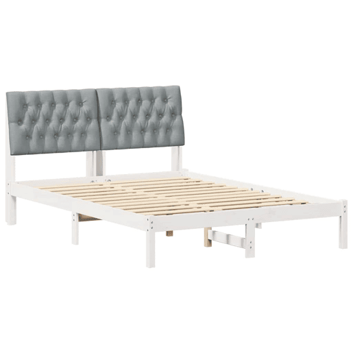 Estrutura de Cama de casal moderno com Cabeceira Estofada Branco 150 x 200 cm