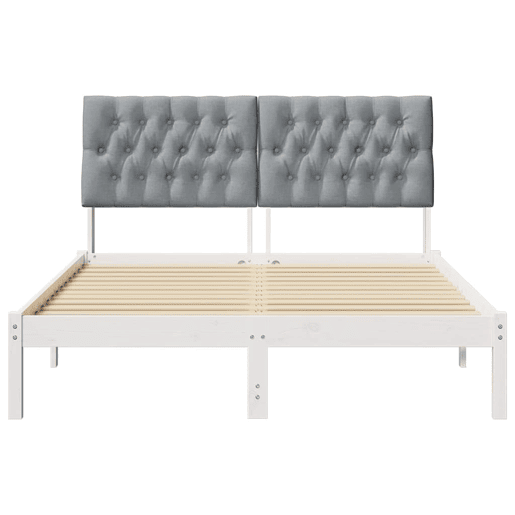 Estrutura de Cama de casal moderno com Cabeceira Estofada Branco 150 x 200 cm