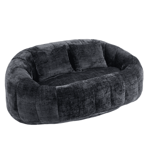 Sofá Puff - Assento confortável e resistente, encosto alto, interior e exterior - Preto