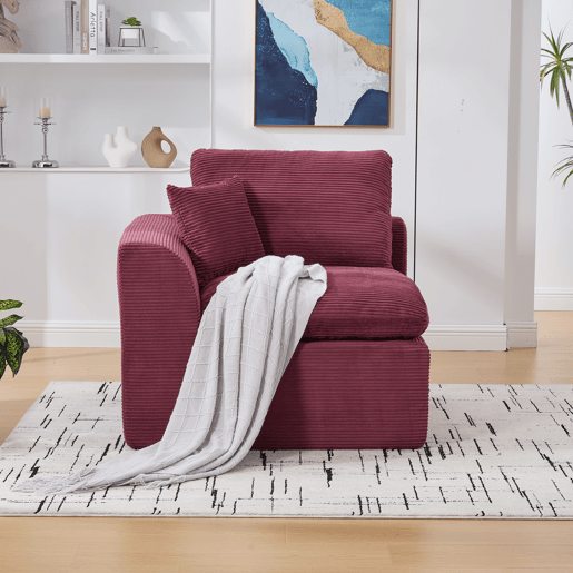 Sofá individual - minimalista, confortável, com almofada - Vermelho vinho