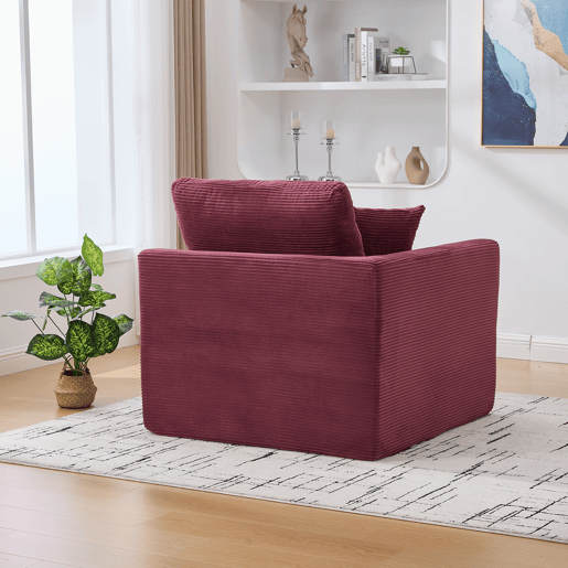 Sofá individual - minimalista, confortável, com almofada - Vermelho vinho