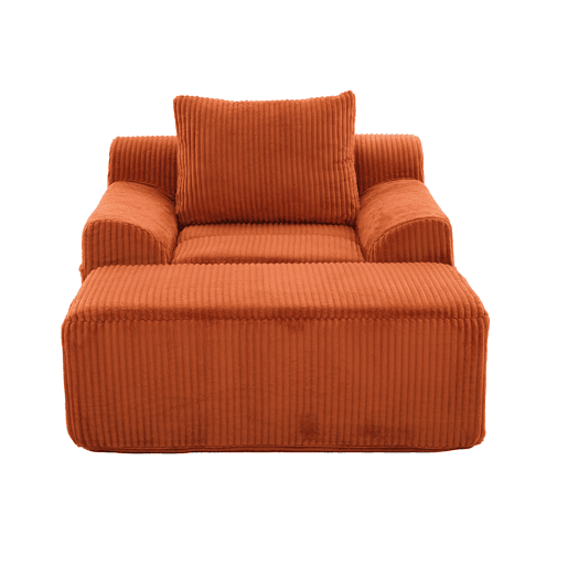 Sofá relax - Estofado moderno com bolsos laterais e almofada - Laranja Sofá relax - Estofado moderno com bolsos laterais e almofada - Laranja