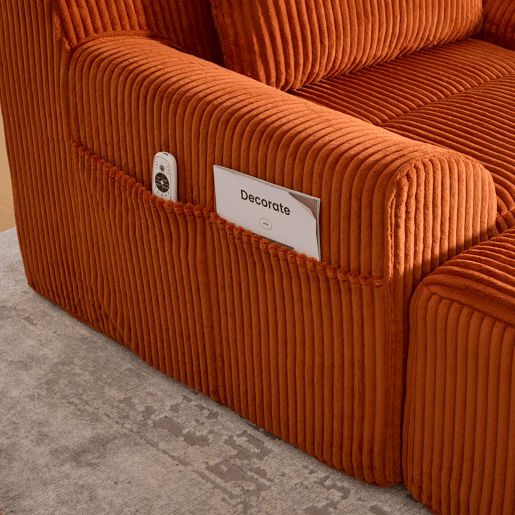 Sofá relax - Estofado moderno com bolsos laterais e almofada - Laranja Sofá relax - Estofado moderno com bolsos laterais e almofada - Laranja