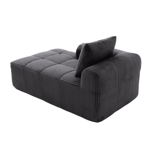 Poltrona de descanso em veludo cotelê - Sem montagem, com almofadas, bolsa lateral e porta-copos - Cinza