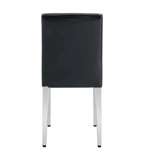 Conjunto de 2 cadeiras de jantar - design minimalista em couro sintético PU com pernas metálicas - preto e prateado