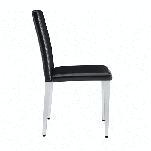 Conjunto de 2 cadeiras de jantar - design minimalista em couro sintético PU com pernas metálicas - preto e prateado