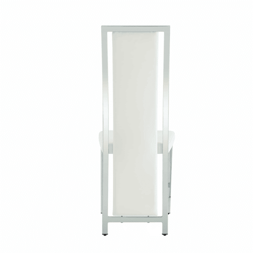 Cadeiras de sala de jantar 4 unidades 109 cm - design minimalista europeu, estofadas em couro sintético PU com estrutura metálica brilhante - branco e prata
