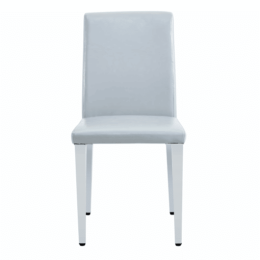 Cadeiras de sala de jantar 2 unidades - design minimalista, estofadas em PU cinza claro com pernas metálicas prateadas - Cinza claro e Prateado