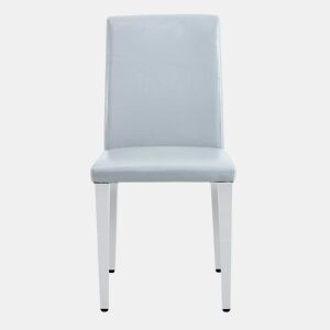 Cadeiras de sala de jantar 2 unidades - design minimalista, estofadas em PU cinza claro com pernas metálicas prateadas - Cinza claro e Prateado