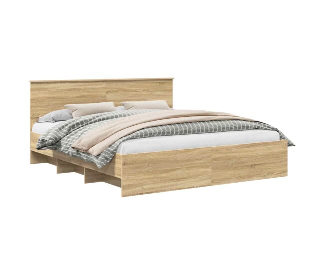 Estructura de cama matrimonial estilo con cabecera roble sonoma 180 x 200 cm