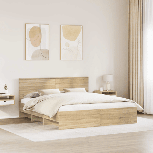 Estrutura da Cama de casal moderno com cabeceira Carvalho Sonoma 180 x 200 cm