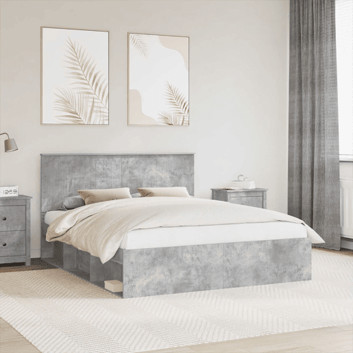 Estrutura de Cama de casal para adultos com cabeceira Concreto 160 x 200 cm