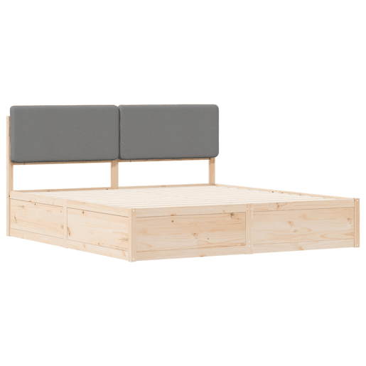 Estrutura de Cama de casal moderno com Cabeceira Estofada Cinzento-claro