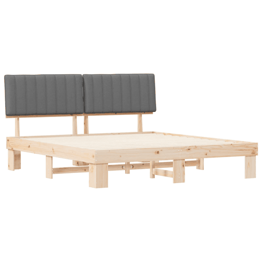 Estrutura de Cama de casal moderno com Cabeceira Estofada Cinzento-claro