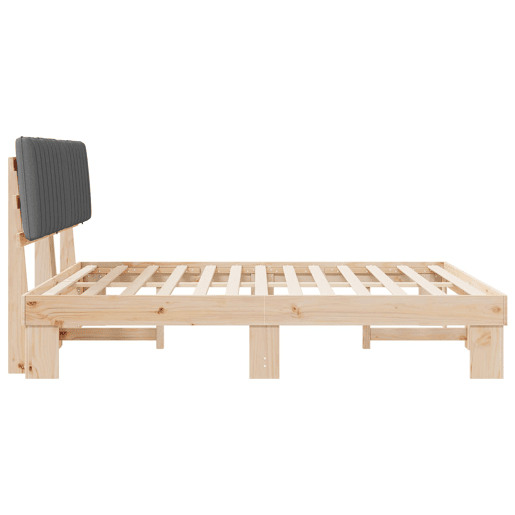 Estrutura de Cama de casal moderno com Cabeceira Estofada Cinzento-claro